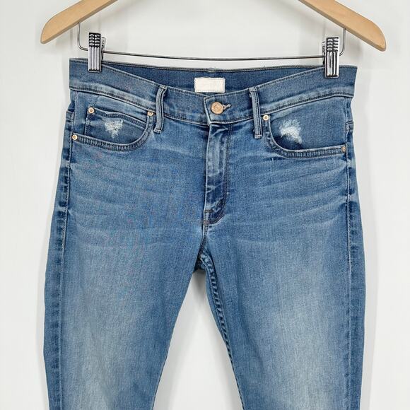 MOTHER The Muse Skinny Jeans Mid-Rise Destroyed Distressed Raw Hem in Wild Thing - Picture 4 of 14